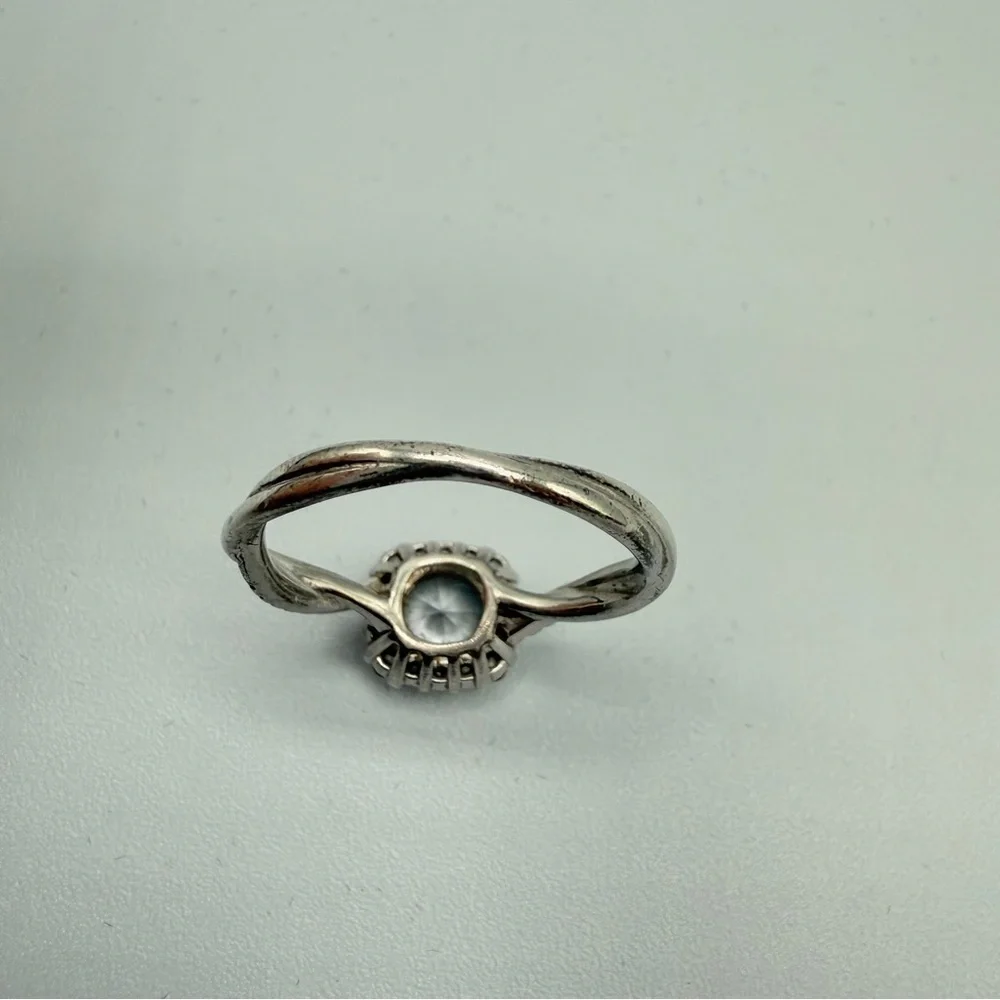 Faux Engagement Glamour Ring Marked 925 with CZ Stones - Size 8